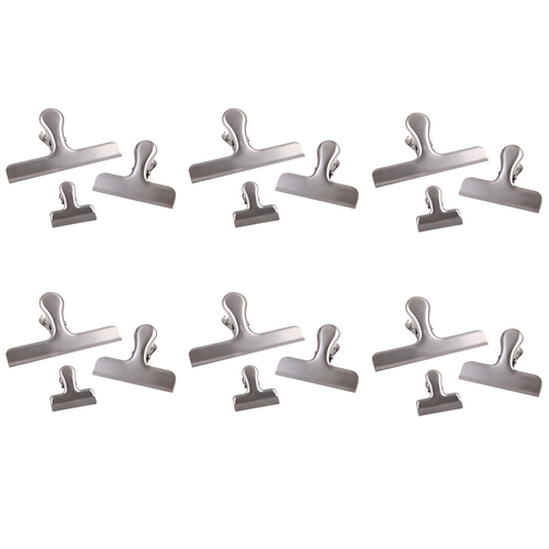 6x 3pc Appetito Stainless Steel Bag Clips Asst. Sizes