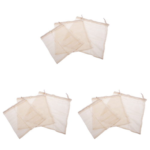 3x 3pc Appetito Cotton Net Produce Bags Home Kitchen Organiser Asst. Sizes