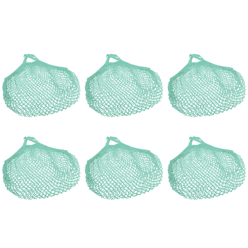 6PK Sachi Cotton String Bag Short Handle Fruit Carrier Net - Mint Green