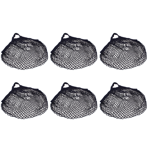 6PK Sachi Cotton String Bag Short Handle Fruit Carrier Net - Navy