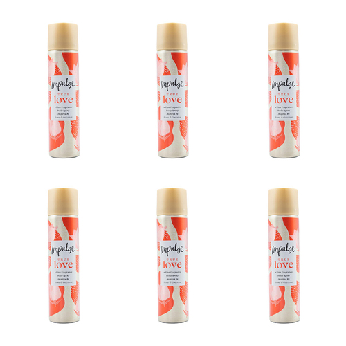 6PK Impulse 75ml Body Spray True Love Inspired By Rose & Coconut