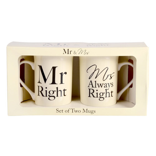 2pc Gibson Gifts Ceramic Mr & Mrs Right Coffee/Tea Mug Set White