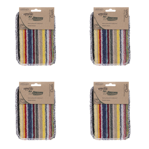 4pc Appetito Eco Scrubber 12x16.5cm Universal Scrub Cloth Assorted