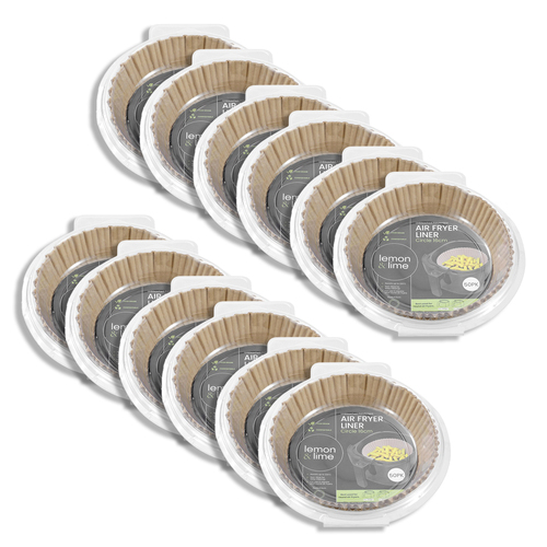 12x 50PK Lemon & Lime Air Fryer Liner 16x.45cm Circle - Brown