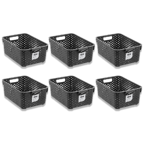 6PK Boxsweden Hudson Storage Basket 36x25.5cm Rectangle Large - Assorted