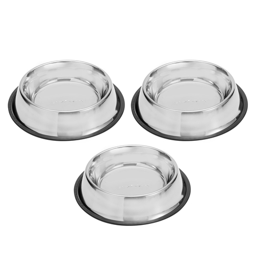 3PK Paws & Claws Stainless Steel 2.5L/33cm Pet/Dog Feeding Bowl Black