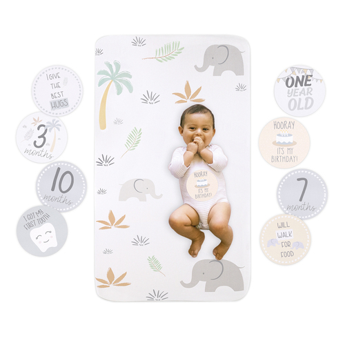 Little Haven Baby/Infant Photo Op Sheet & 12-Milestone Cards Elephant 135cm