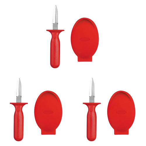 3PK Appetito Oyster Shucking Set Home Kitchen Cooking Red