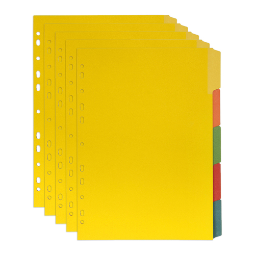 5PK Marbig Erasable 5-Tab Manilla Dividers A4 Binder Organiser