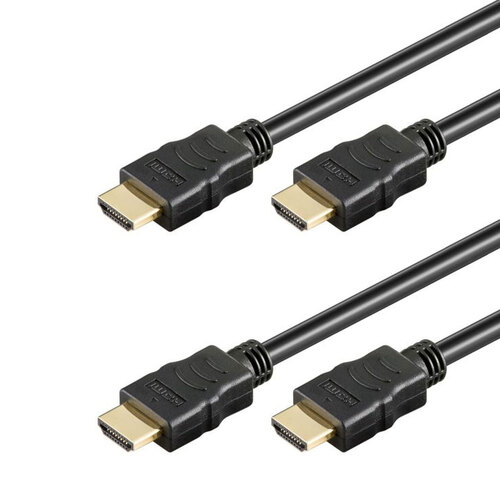 2x Goobay 0.5m Series 2.0 Male HDMI Cable w/ Ethernet - Black