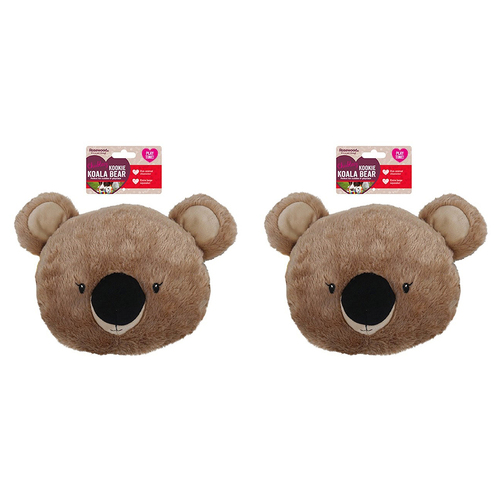 2PK Rosewood Kookie Koala Bear Head Plush Squeaker Pet Dog Interactive Toy Brown