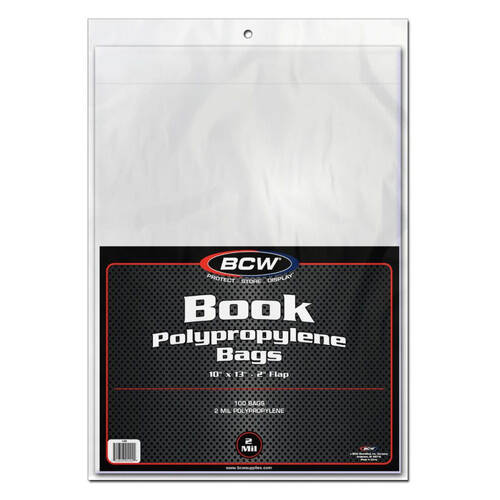 100pc BCW Book Polypropylene Bag Acid-Free 10x13in - Clear