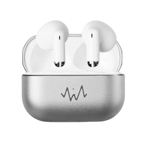 Wave Audio True Wireless BT Immersive Mini In-Ear Earbuds w/ Case Silver