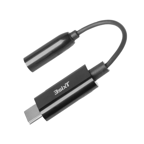 3sixT Hi-Res Audio Connector-USB-C to 3.5mm Cable 0.1m - Black