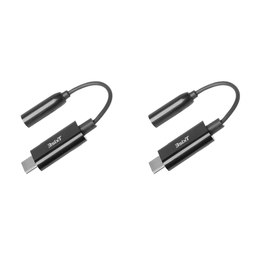 2PK 3sixT Hi-Res Audio Connector-USB-C to 3.5mm Cable 0.1m - Black