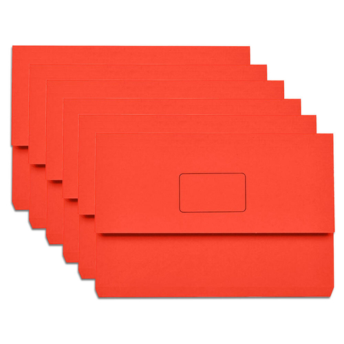 15PK Marbig Slimpick Foolscap Document Wallet Holder - Red