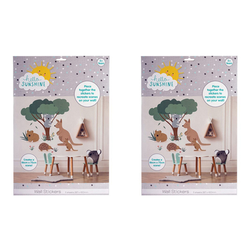 2PK Hello Sunshine Australian Wall Stickers - Assorted