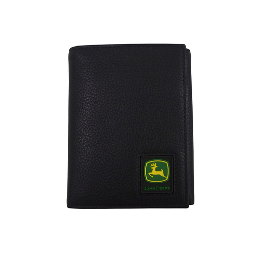 John Deere Tri-Fold Wallet Pebble Grain Leather Black