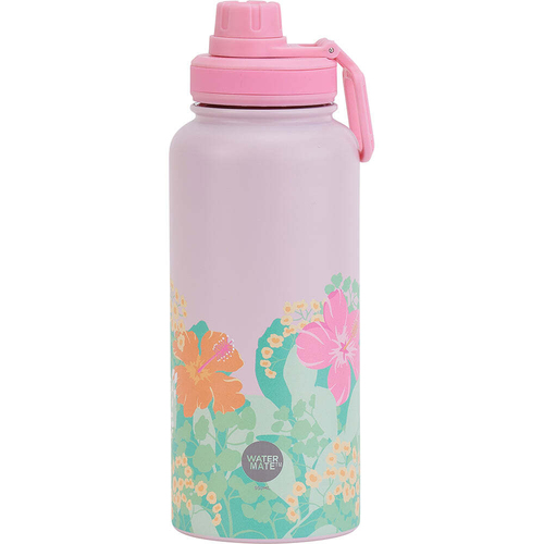 Annabel Trends Watermate 950ml Stainless Steel Bottle Hibiscus