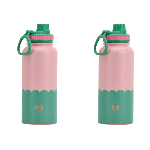 2PK Annabel Trends Watermate Wave 1000ml Stainless Steel Bottle Musk Green