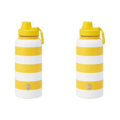 2PK Annabel Trends Watermate 950ml Stainless Steel Bottle Yellow Stripe