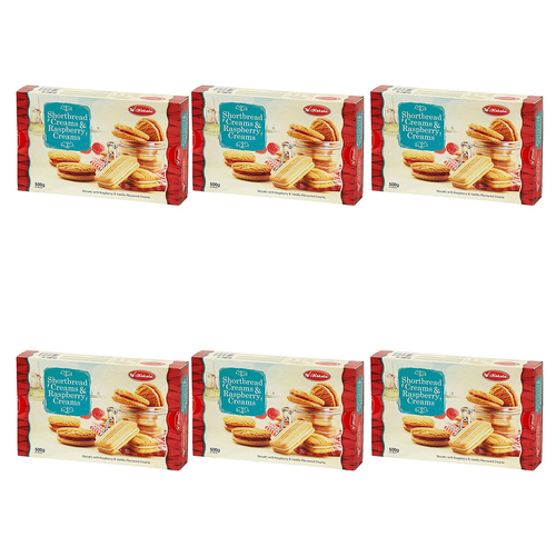 6PK Kokola Shortbread Creams Biscuit Cookies 500g - Raspberry