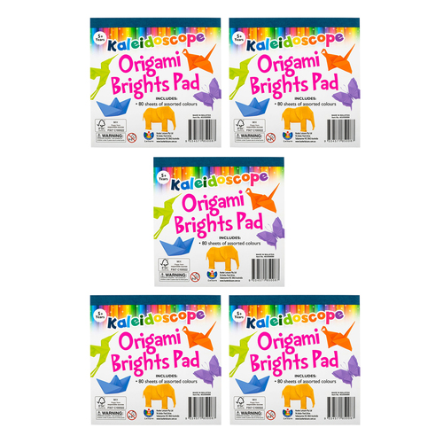 5x 80pc Kaleidoscope Kids Origami Brights Pad Set 5y+