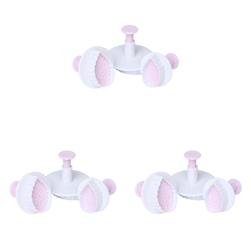 3 x 3pc Wiltshire Fondant/Cookie Dough Leaf Cutter And Pusher