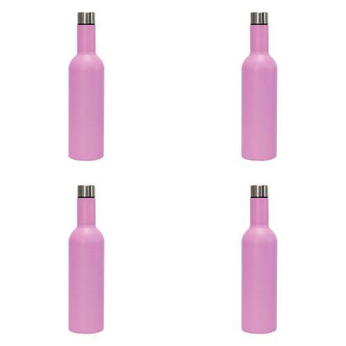 4PK Annabel Trends Stainless Steel 750ml Wine Bottle - Gelato Pink