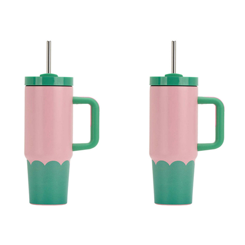 2PK Annabel Trends Super Sip Wave 380ml Stainless Steel Cup - Musk Green