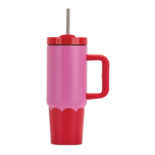 Annabel Trends Super Sip Wave 380ml Stainless Steel Cup - Pink Red