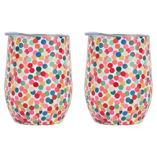 2PK Annabel Trends 295ml Stainless Steel Wine Tumbler - Confetti