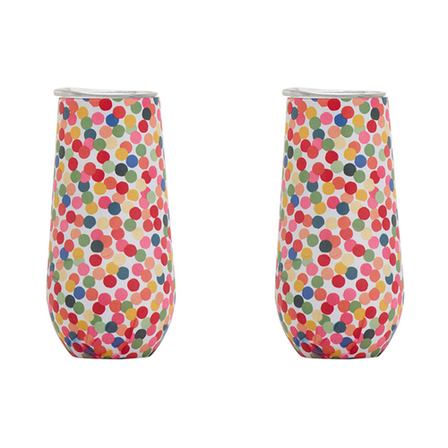 2PK Annabel Trends 175ml Stainless Steel Sparkling Flute Cup - Confetti