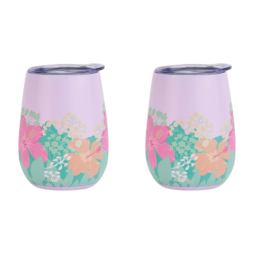 2PK Annabel Trends 295ml Stainless Steel Wine Tumbler - Hibiscus