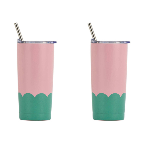 2PK Annabel Trends 500ml Stainless Steel Wave Smoothie Tumbler Musk Green