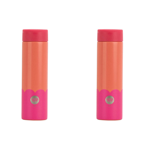 2PK Annabel Trends Stainless Steel Wave 300ml Mini Bottle - Orange Hot Pink