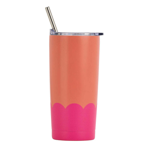 Annabel Trends 500ml Stainless Steel Wave Smoothie Tumbler Orange Hot Pink