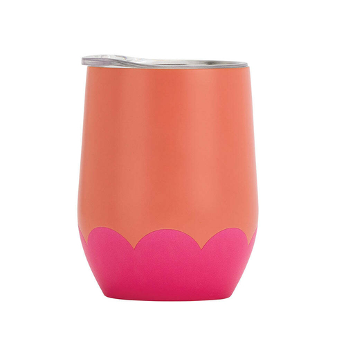 Annabel Trends 295ml Stainless Steel Wave Wine Tumbler - Orange Hot Pink