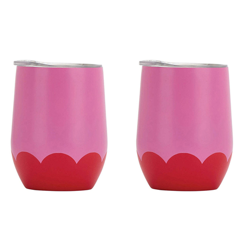 2PK Annabel Trends 295ml Stainless Steel Wave Wine Tumbler - Pink Red