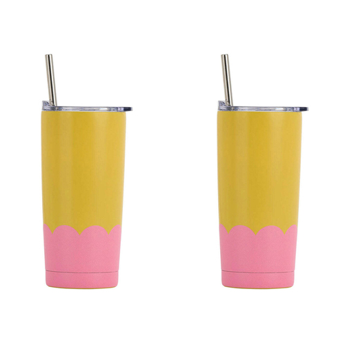 2PK Annabel Trends 500ml Stainless Steel Wave Smoothie Tumbler Yellow Candy