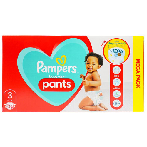 96pc Pampers Baby Dry Pants Absorbent Nappies Size 3 6-11kg