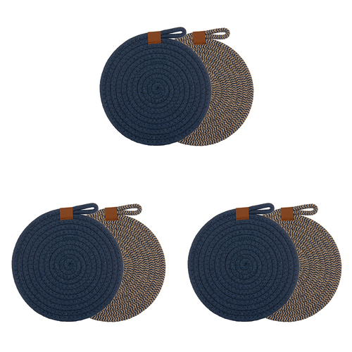 3x 2pc Ladelle Nash Premium Heat-Resistant Trivets - Blue