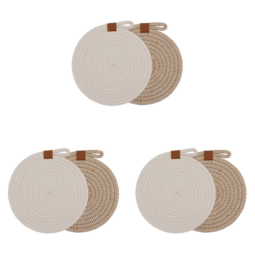 3x 2pc Ladelle Nash Premium Heat-Resistant Trivets - White