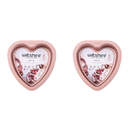 2PK Wiltshire Rose Gold Heart Shaped Baking Cake Pan Tin 19cm