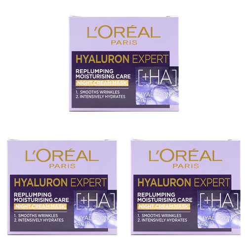 3PK Loreal 50ml Hyaluron Expert Replumping Moisturising Care Day Spf 20