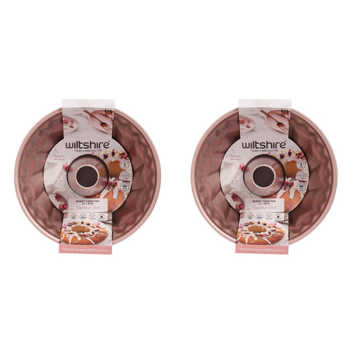 2PK Wiltshire Rose Gold Non-Stick Bundt Pan Baking Tin 21cm