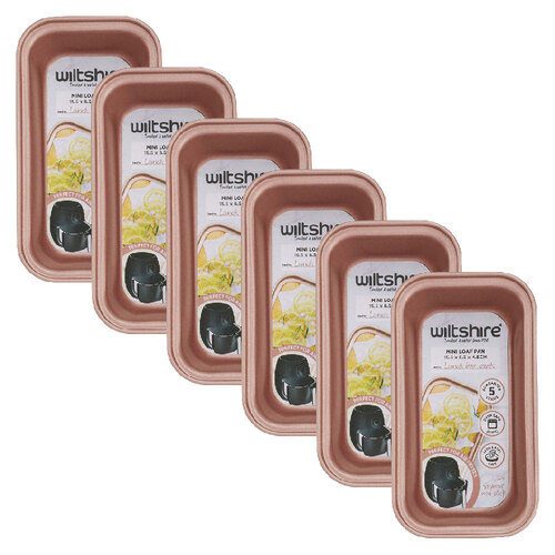 6PK Wiltshire Rose Gold Mini Non-Stick Loaf Pan 15.5x8.5x4.5cm