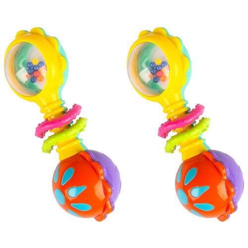 2PK Playgro Twisting Barbell Rattle Refresh Baby Activity Toy 3m+