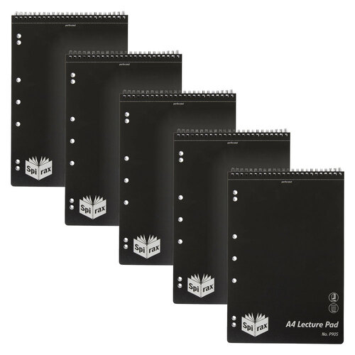 5pc Spirax P905 A4 Lecture Writing Pad Twin Wire 140-Pages