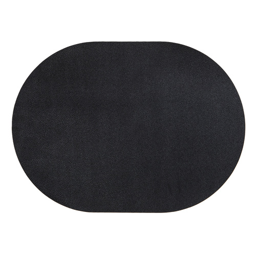 4pc Ladelle Hugo Oval Black Vinyl Kitchenware Placemat/Table Mat 33x44cm